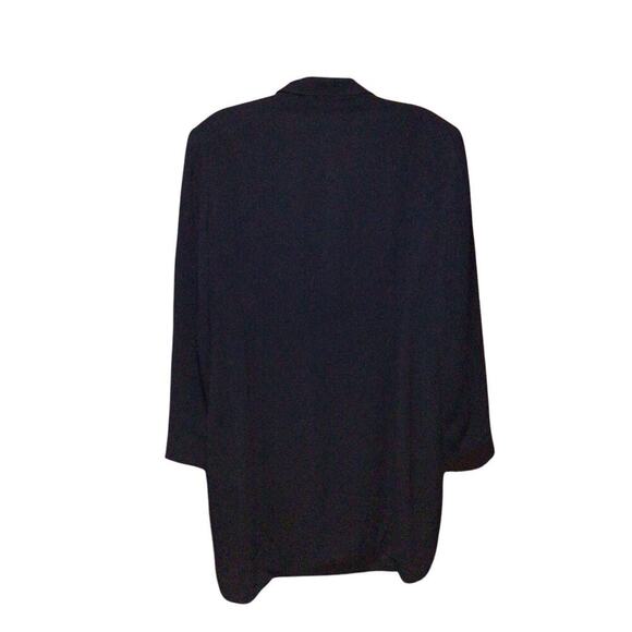 Anne Klein Navy Collared Long Sleeves Padded Shoulder Long Blazer Coat Jacket 16 - Picture 2 of 11